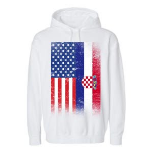 American Croatian Flag Croatia Pride Garment-Dyed Fleece Hoodie