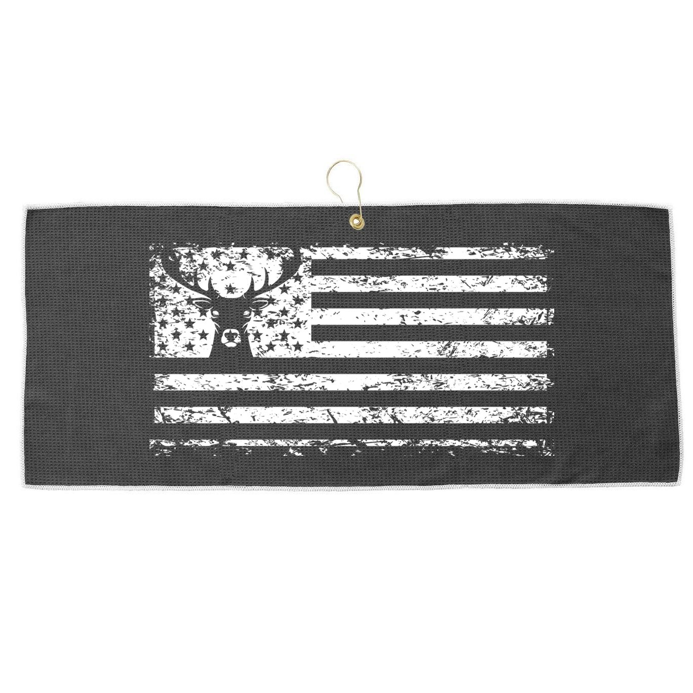 American Deer Hunting Flag Large Microfiber Waffle Golf Towel