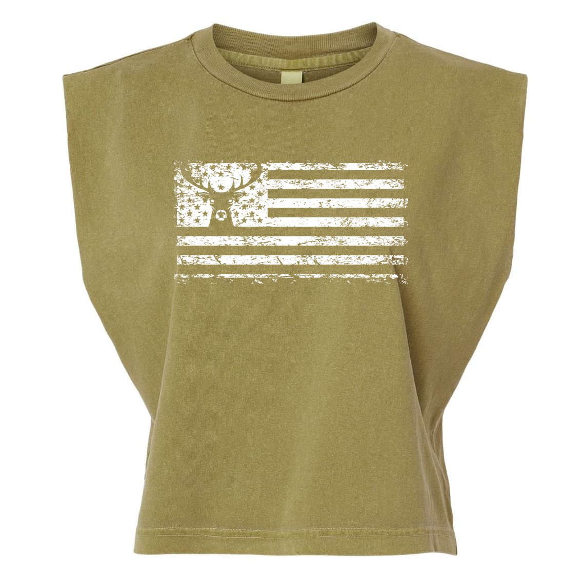 American Deer Hunting Flag Garment-Dyed Women's Muscle Tee
