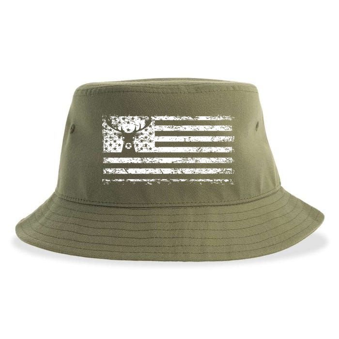 American Deer Hunting Flag Sustainable Bucket Hat