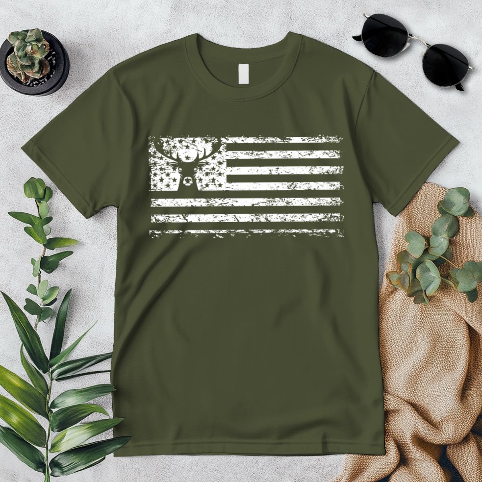 American Deer Hunting Flag Premium T-Shirt