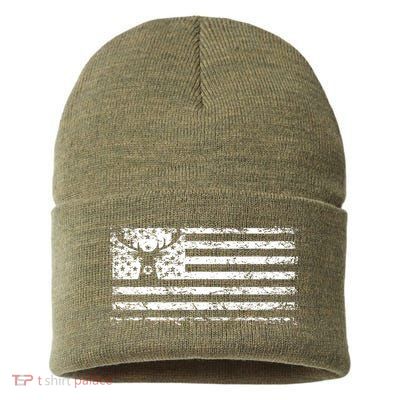 American Deer Hunting Flag Sustainable Knit Beanie