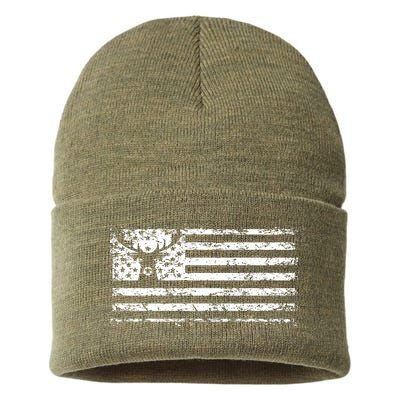 American Deer Hunting Flag Sustainable Knit Beanie