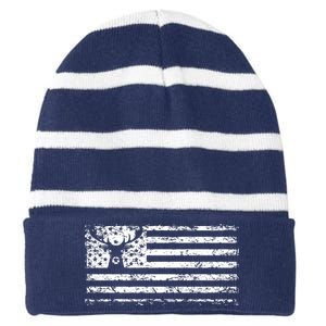 American Deer Hunting Flag Striped Beanie with Solid Band