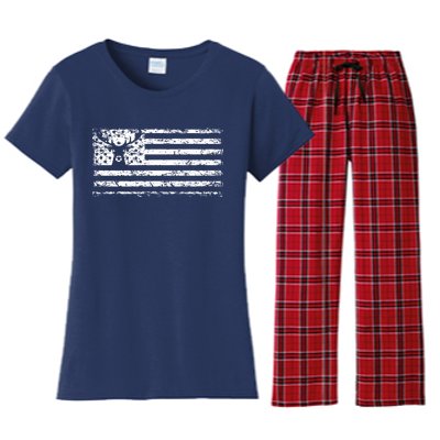 American Deer Hunting Flag Women's Flannel Pajama Set