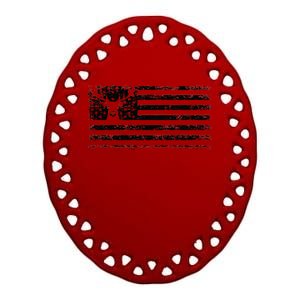 American Deer Hunting Flag Ceramic Oval Ornament