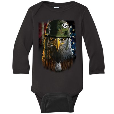 American Eagle Patriot Smoking Cigarette Baby Long Sleeve Bodysuit