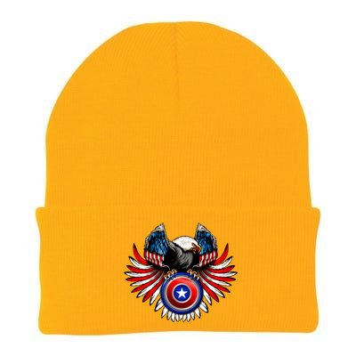 American Eagle Super Hero Shield USA Flag Wings Knit Cap Winter Beanie