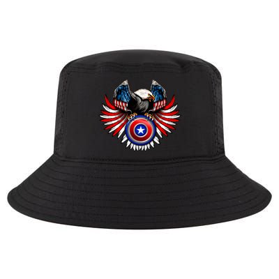 American Eagle Super Hero Shield USA Flag Wings Cool Comfort Performance Bucket Hat