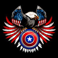 American Eagle Super Hero Shield USA Flag Wings Cooling Performance Crew T-Shirt