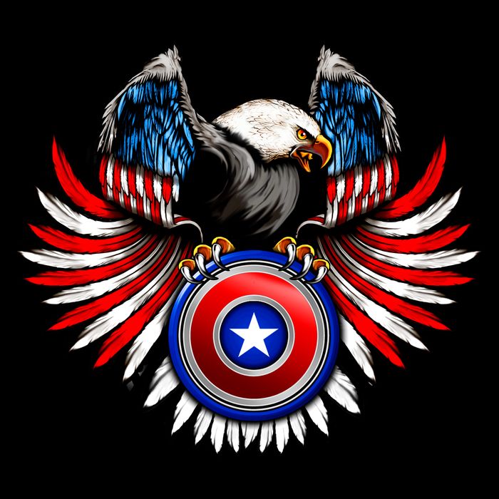 American Eagle Super Hero Shield USA Flag Wings Cooling Performance Crew T-Shirt