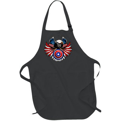 American Eagle Super Hero Shield USA Flag Wings Full-Length Apron With Pockets