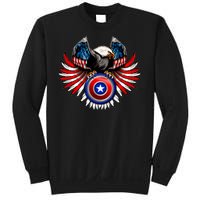 American Eagle Super Hero Shield USA Flag Wings Sweatshirt