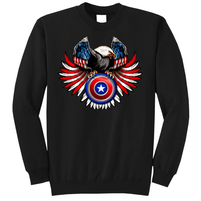 American Eagle Super Hero Shield USA Flag Wings Sweatshirt