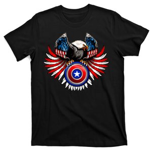 American Eagle Super Hero Shield USA Flag Wings T-Shirt