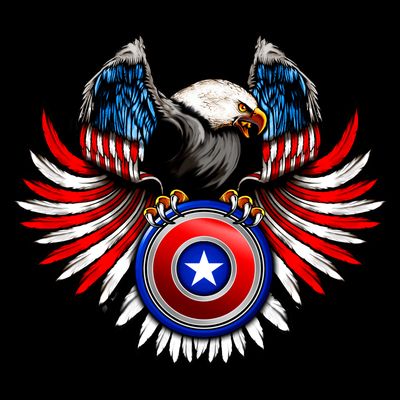 American Eagle Super Hero Shield USA Flag Wings T-Shirt