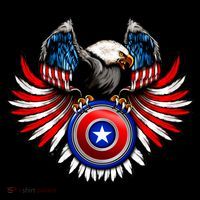 American Eagle Super Hero Shield USA Flag Wings Tall T-Shirt