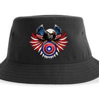 American Eagle Super Hero Shield USA Flag Wings Sustainable Bucket Hat