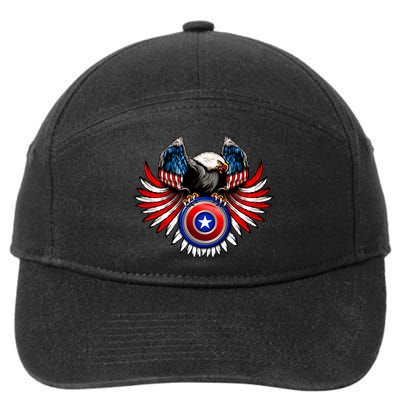 American Eagle Super Hero Shield USA Flag Wings 7-Panel Snapback Hat