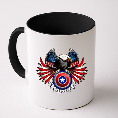 American Eagle Super Hero Shield USA Flag Wings Mug