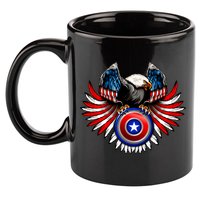 American Eagle Super Hero Shield USA Flag Wings 11oz C Handle Ceramic Mug