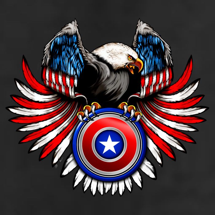 American Eagle Super Hero Shield USA Flag Wings 11oz C Handle Ceramic Mug