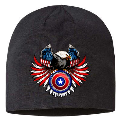 American Eagle Super Hero Shield USA Flag Wings Sustainable Beanie