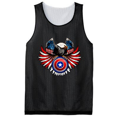 American Eagle Super Hero Shield USA Flag Wings Mesh Reversible Basketball Jersey Tank