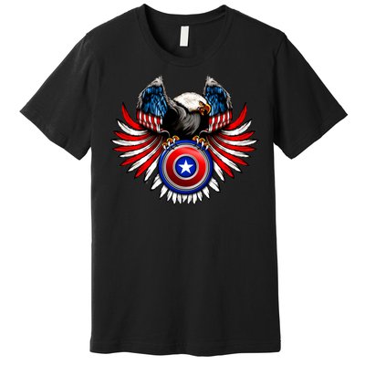 American Eagle Super Hero Shield USA Flag Wings Premium T-Shirt