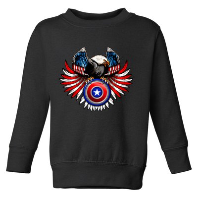American Eagle Super Hero Shield USA Flag Wings Toddler Sweatshirt