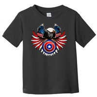 American Eagle Super Hero Shield USA Flag Wings Toddler T-Shirt