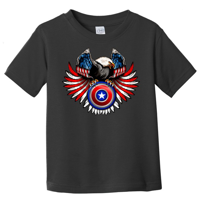 American Eagle Super Hero Shield USA Flag Wings Toddler T-Shirt