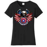 American Eagle Super Hero Shield USA Flag Wings Women's T-Shirt