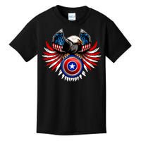 American Eagle Super Hero Shield USA Flag Wings Kids T-Shirt