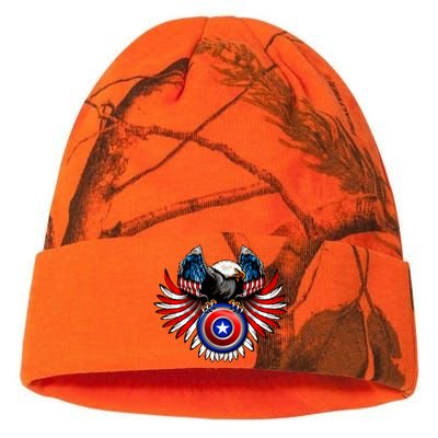 American Eagle Super Hero Shield USA Flag Wings Kati Licensed 12" Camo Beanie