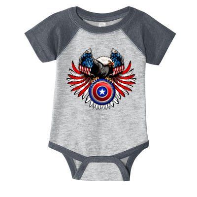 American Eagle Super Hero Shield USA Flag Wings Infant Baby Jersey Bodysuit