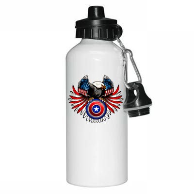 American Eagle Super Hero Shield USA Flag Wings Aluminum Water Bottle