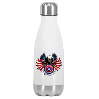 American Eagle Super Hero Shield USA Flag Wings Stainless Steel Insulated Water Bottle