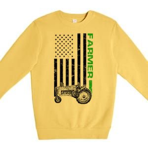 American Farmer USA Tractor Flag Premium Crewneck Sweatshirt