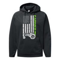 American Farmer USA Tractor Flag Performance Fleece Hoodie