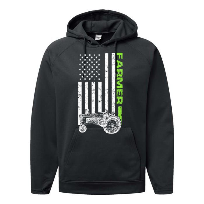 American Farmer USA Tractor Flag Performance Fleece Hoodie