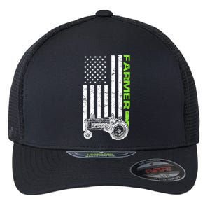 American Farmer USA Tractor Flag Flexfit Unipanel Trucker Cap