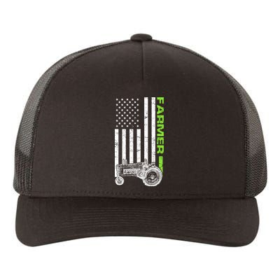 American Farmer USA Tractor Flag Yupoong Adult 5-Panel Trucker Hat