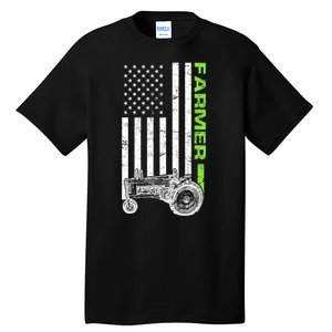 American Farmer USA Tractor Flag Tall T-Shirt