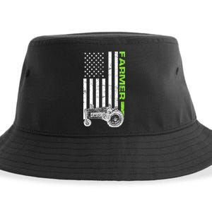 American Farmer USA Tractor Flag Sustainable Bucket Hat