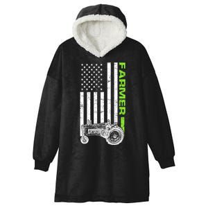 American Farmer USA Tractor Flag Hooded Wearable Blanket