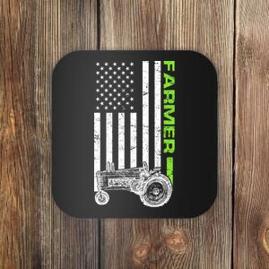 American Farmer USA Tractor Flag Coaster