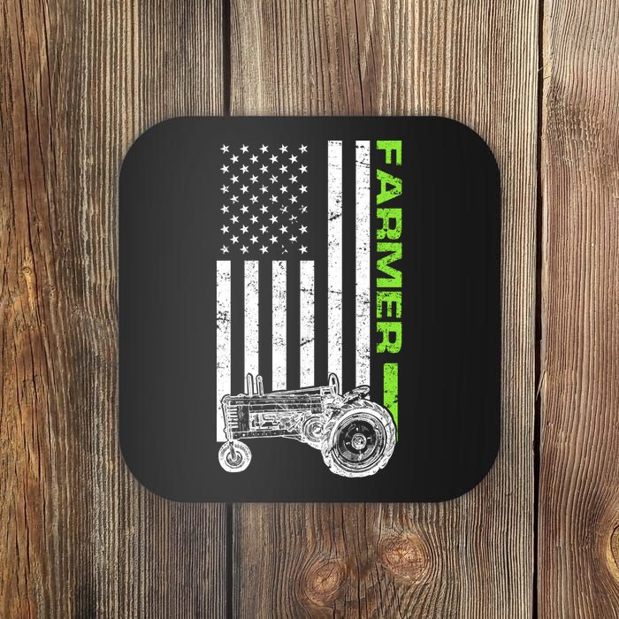 American Farmer USA Tractor Flag Coaster