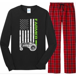 American Farmer USA Tractor Flag Long Sleeve Pajama Set