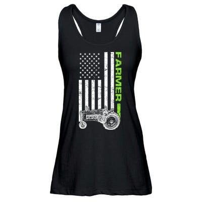American Farmer USA Tractor Flag Ladies Essential Flowy Tank